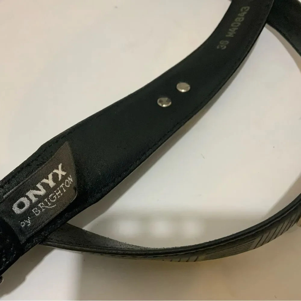 Onyx‎ Brighton Mens 36 Golf Belt  Black Leather Belt Metal Hardware